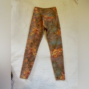 Beyond yoga , high rise, full length yoga pants, with a fall pattern.